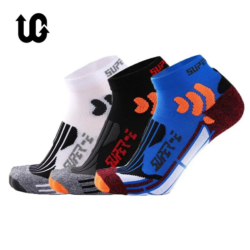 Coolmax-calcetines tobilleros deportivos para hombre y mujer, calcetín elástico, a prueba de golpes, Unisex, para correr, EU38-45, 3 pares