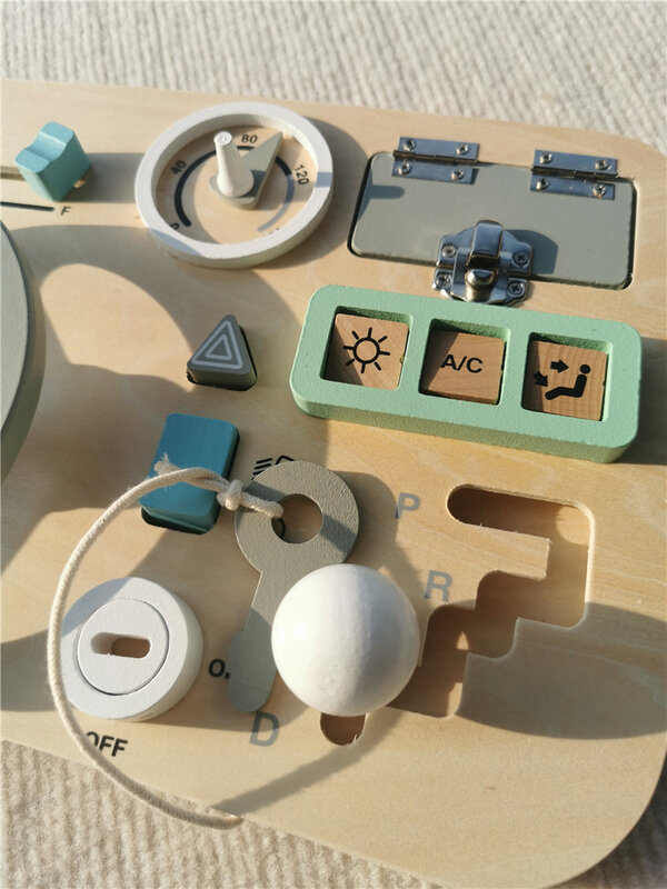 Montessori de madeira sensorial ocupado placa brinquedos com bloqueio de sino volante labirinto cor combinado aprendizagem precoce