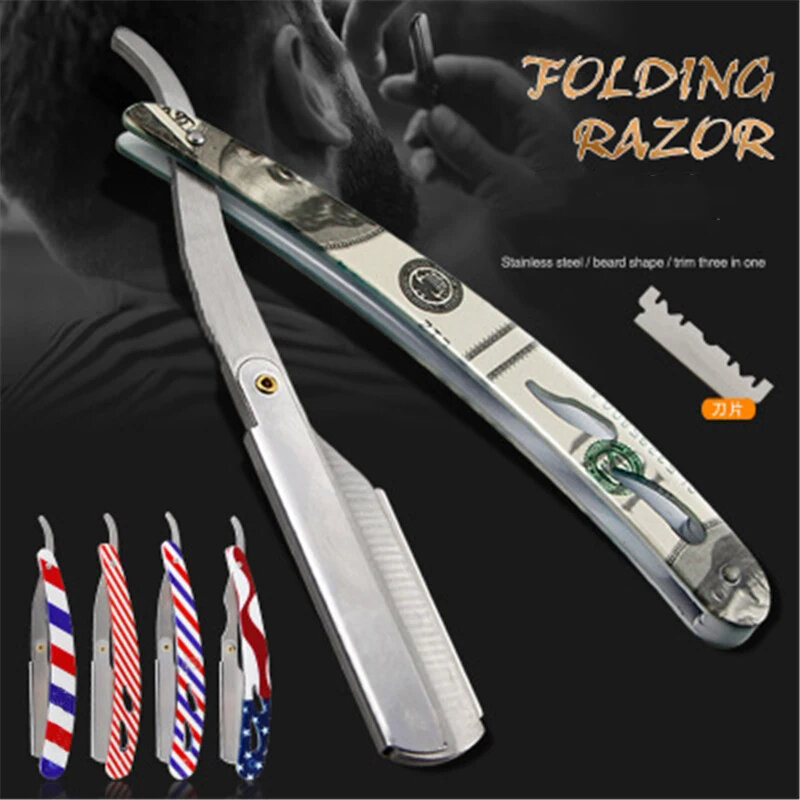Colourful Professional Manual Shaver Straight Edge Stainless Steel Sharp Barber Razor Folding Shaving Beard Cutter Wholesale