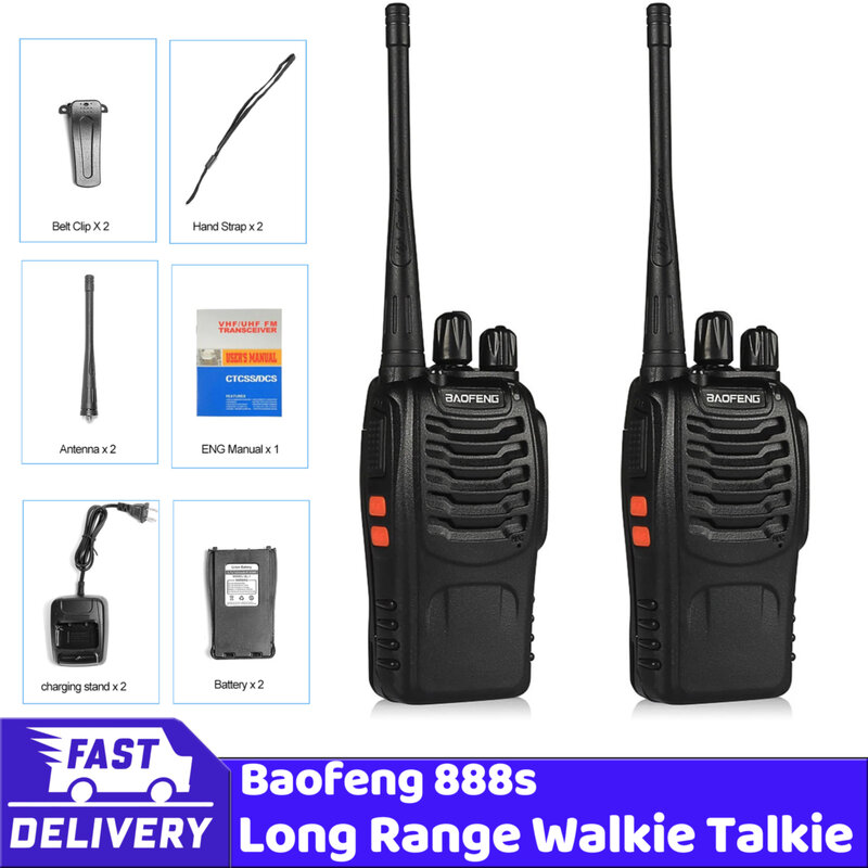 Baofeng BF-888S Transceptor de rádio em dois sentidos portátil, Walkie Talkie, 888s, UHF, 400-470MHz, 16 canais, 2pcs por lote