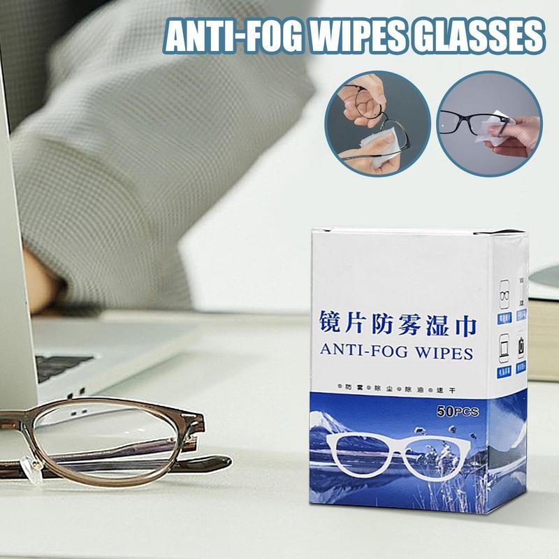 Kacamata Anti kabut tisu 50 buah multi-fungsi pre-weted bantalan kacamata dikemas secara individu kamera kain pembersih untuk kacamata