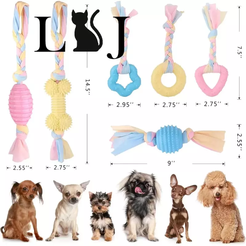 suministros para perros juguetes para perro Pelota de juguete Molar para perros pequeños, mordedor de dentición para cachorros, accesorios para perros, juguetes de cuerda para cachorros bonitos que aportan placer