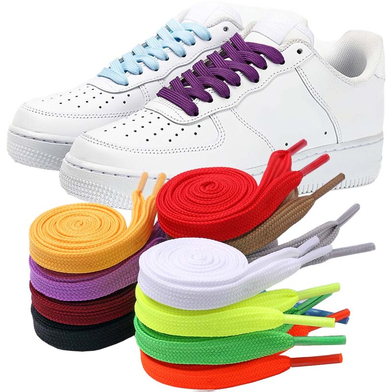 Cordones planos de 10mm de ancho para zapatillas deportivas, reemplazo de cordones coloridos, 1 par
