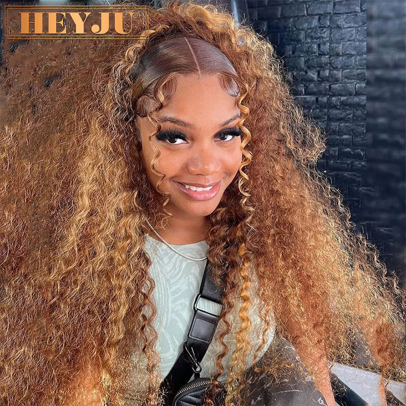 Wig Highlight rambut manusia Wig renda HD Ombre 13x6 rambut manusia Wig Frontal gelombang dalam Brasil 13x4 Wig keriting gelombang air untuk wanita