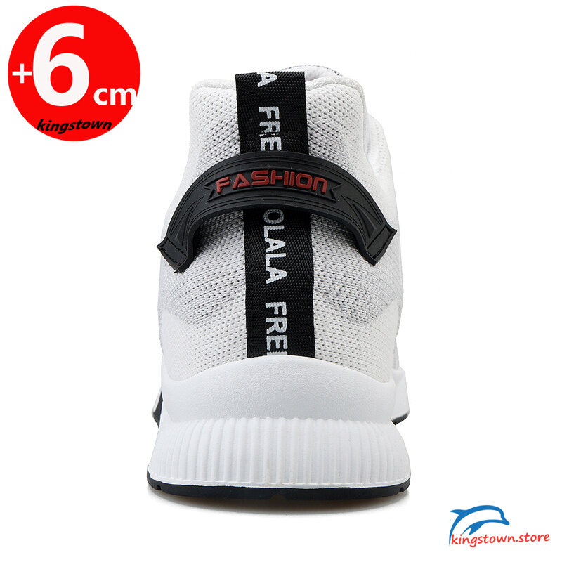 Scarpe da ginnastica da uomo scarpe da ascensore in rete bianca per aumentare l'altezza sottopiede 6CM Plus Size 37-44