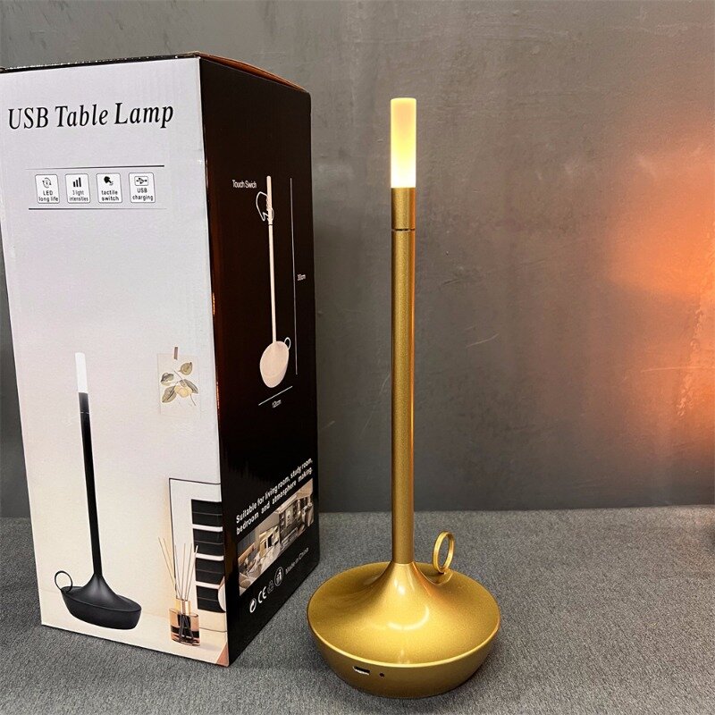 Creative Retro USB Rechargeable Touch Table Lamp Restaurant Bar Ambient Light LED Wireless Bedside Lamp Ornament