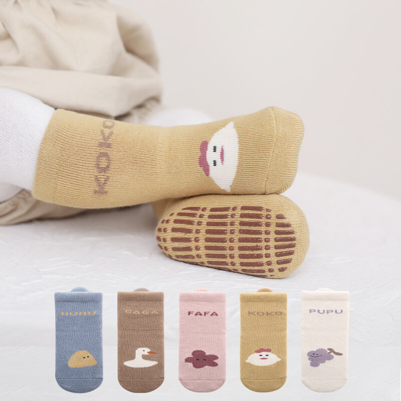 1 Pair Unisex Children 0-5T Winter Warm Cushion Socks 2022 Cute Cartoon Non-Skid Ultra-Thick Cotton Socks For Newborn Toddler