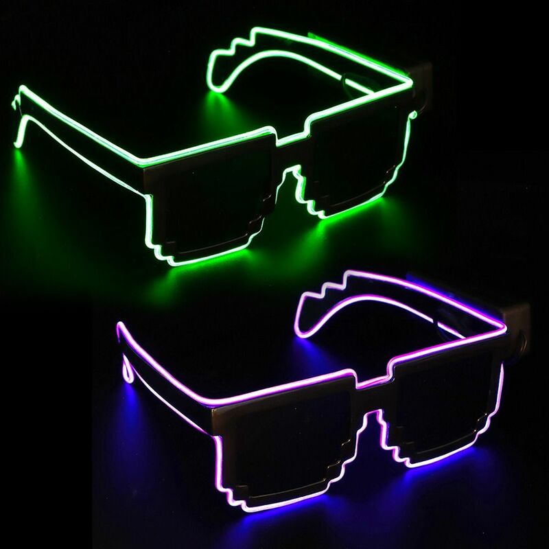 Gafas LED de mosaico inalámbricas para Halloween, Navidad, cumpleaños, fiesta de neón, clubs nocturnos, gafas intermitentes, tonos Rave