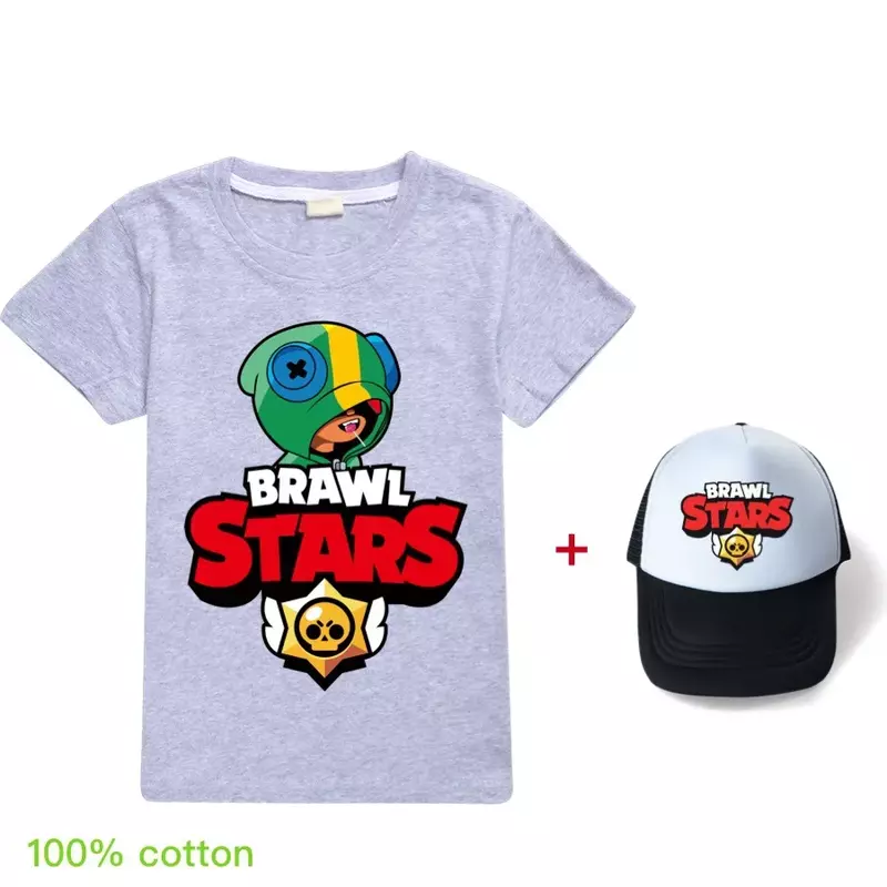 2024 Fashion Summer suit children's top T-shirt + Hat birthday girl kids clothes boys stars Cartoon t shirts clothes for teens