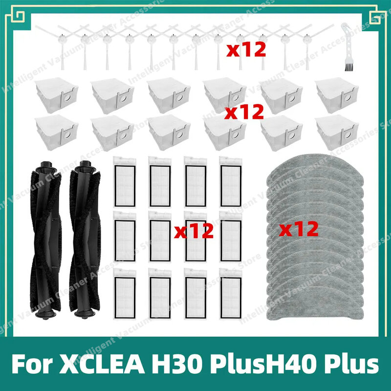 For XCLEA H30 Plus/H40 Plus Robot Vacuum Cleaner Main Side Brush Hepa Filter Mop Cloths Dust Bags Accessories Replacement Parts