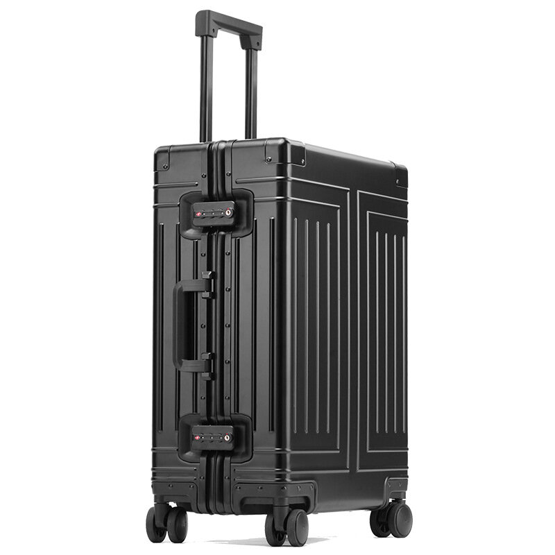Caja de equipaje de aleación de aluminio y magnesio, marco de Metal de lujo, maletas de viaje, contraseña, bolsa de embarque de rueda Universal