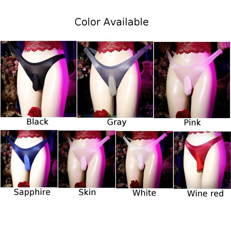 Men's Transparent Sissy Panties Sexy Ice Silk Pouch Sheer G-String Underwear Lingerie Thongs Thin Breathable See-Through Briefs