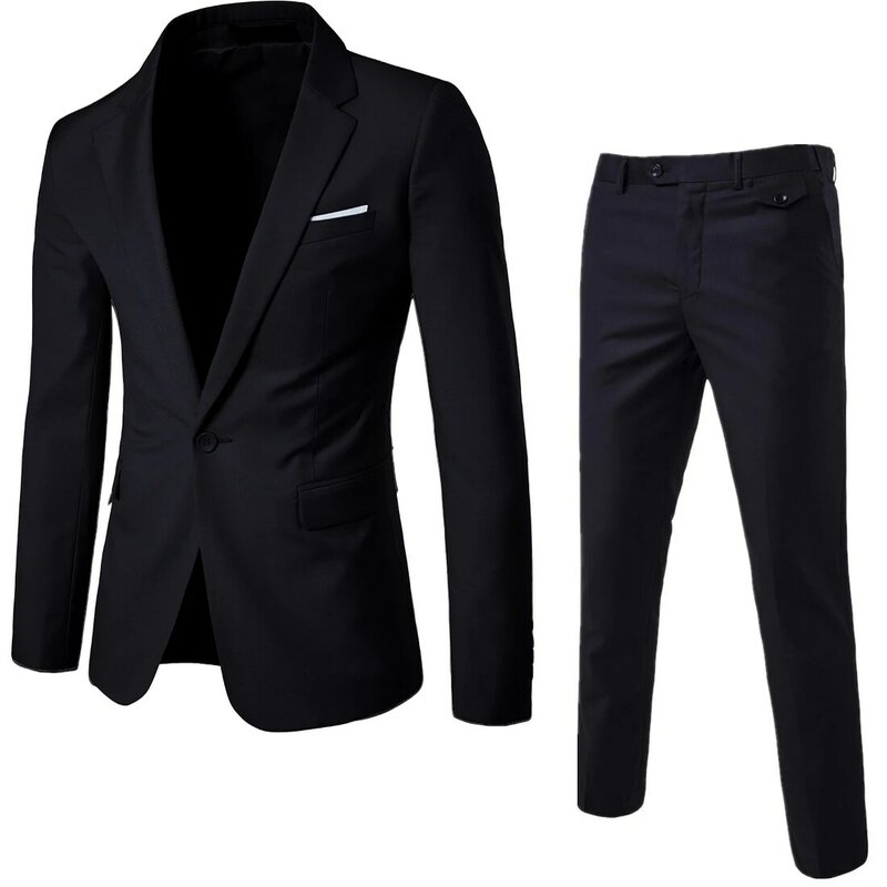Setelan Blazer Pria 3 Buah 2 Set Celana Rompi Bisnis Elegan Pernikahan Mantel Biru 2022 Jaket Formal Korea Mewah Pengiriman Gratis