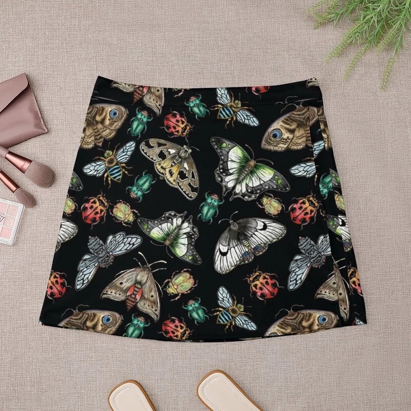 Minifalda de Lino con estampado de insectos para mujer, ropa de diseñador de lujo, faldas coreanas, faldas de lujo para niñas