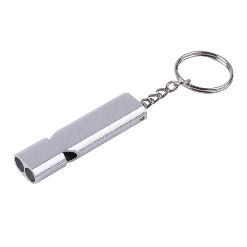 Double-Frequency Alloy Alumínio Emergency Survival Whistle, Outdoor Tool Keychain