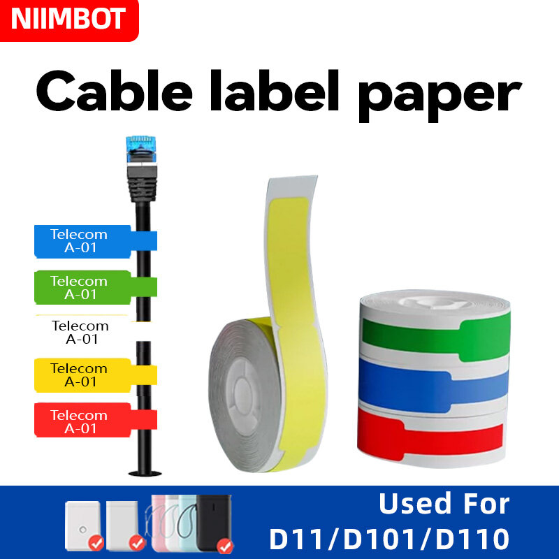 Niimbot เครื่องติดฉลาก D101/D11/D110, ฉลากสายเคเบิลกระดาษเครือข่ายแบบ Pigtail ฉลากสติกเกอร์