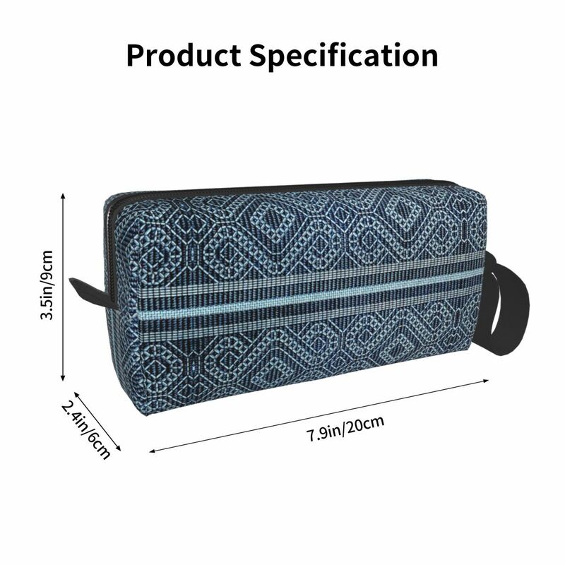 Coptic Pattern Design - Blue Makeup Bag Cosmetic Organizer Storage Dopp Kit Toiletry Cosmetic Bag for Women Beauty Pencil Case