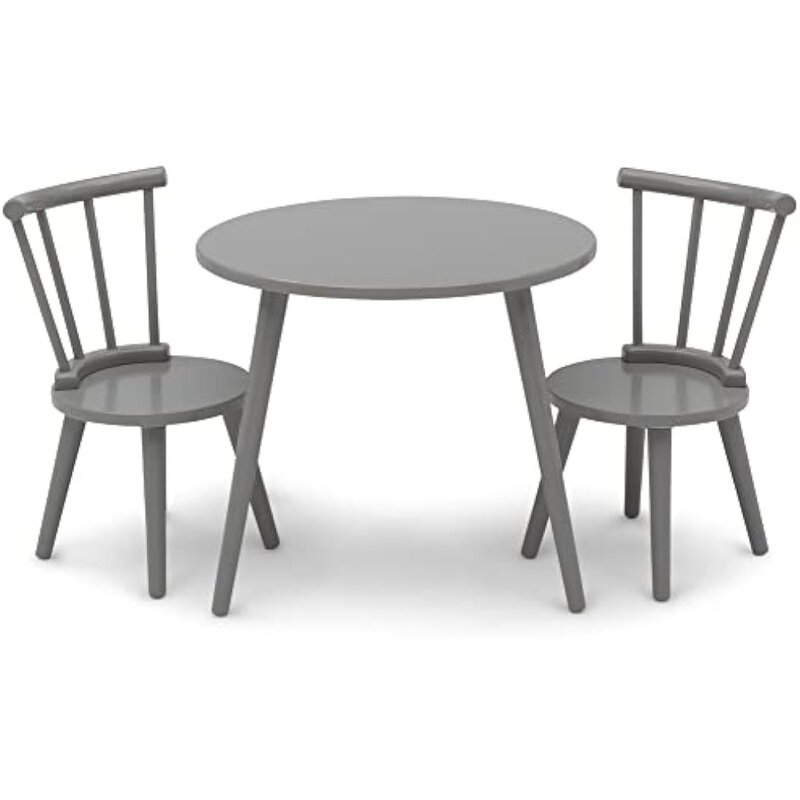 Kids Table & 2 Chairs Set - Ideal for Arts & Crafts, Greenguard Gold Certified, Grey