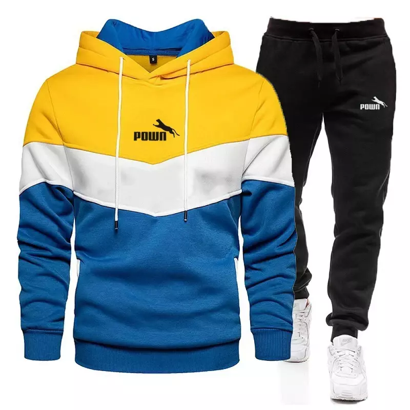 Spring And Autumn Men's Leisure Sports Set Lovers Pullover Outdoor Running Fitness Sports Hoodie FFashion Patchwork Sweater Men