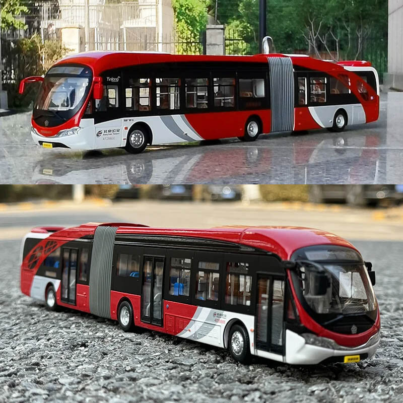 نموذج حافلة بيجينج سمكة حمراء صغيرة ، لعبة سبيكة ، حافلة 1:64 ، طريق 1 ينلونج ، هدية جمع
