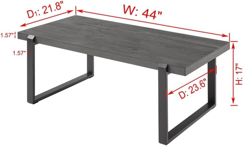 โต๊ะกาแฟโต๊ะกลางทำจากไม้แนวชนบทและโลหะโต๊ะค็อกเทลทันสมัยสำหรับห้องนั่งเล่นสีเทา