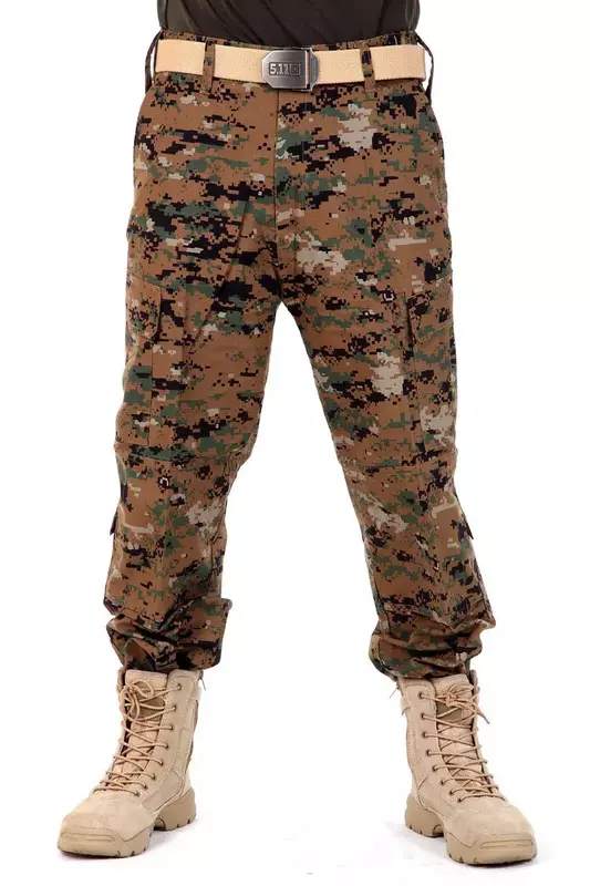 Pantalones tácticos de camuflaje para hombres, pantalones de entrenamiento de trabajo para fanáticos del movimiento al aire libre, pantalones duraderos de senderismo de camuflaje con múltiples bolsillos