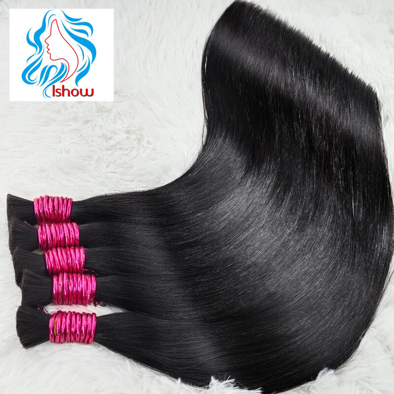 Extensões de cabelo indiano cru, sem trama, 100% cabelo humano em massa, tecelagem para trançar, cabelo remy virgem, 10A, 1B 100g, atacado