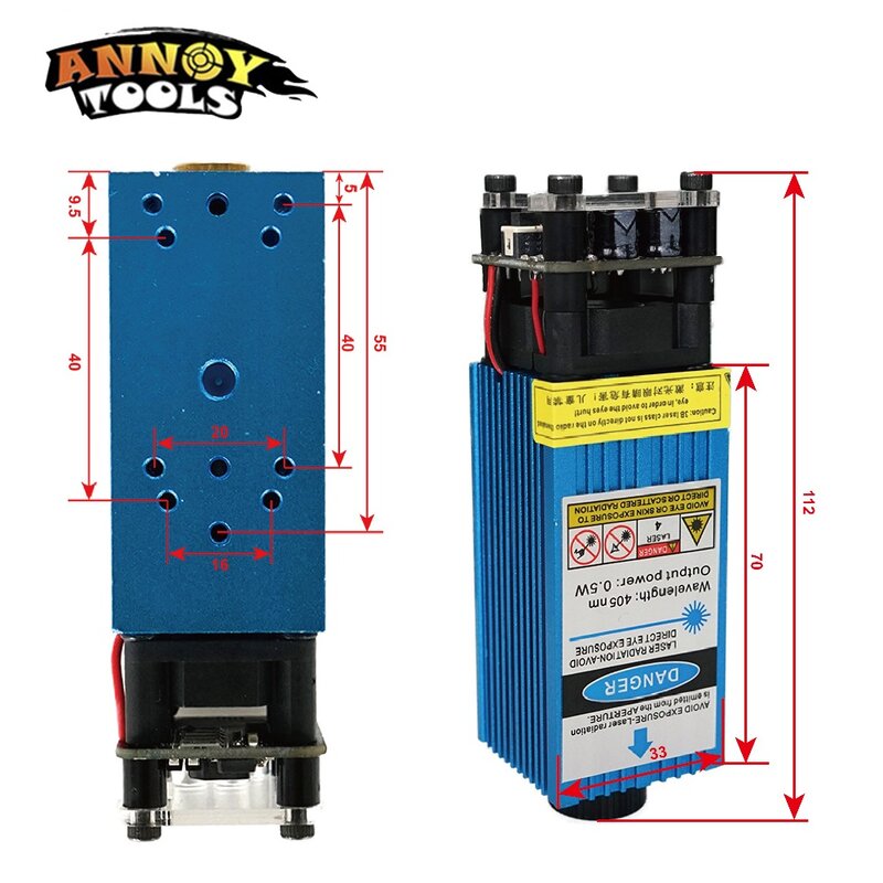 500 mw 405nm focusable 블루 레이저 모듈 레이저 조각 및 절단 ttl pwm 제어 0.5 w 레이저 헤드