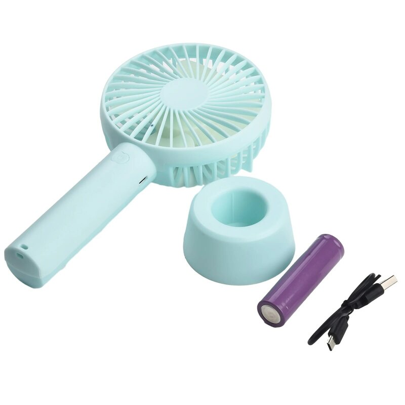 USB Handheld Plastic Fan, 3 modos de vento, velocidade ajustável, casa, portátil, branco, rosa, verde, azul, 10.6x21x11.2cm