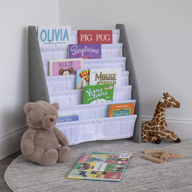 Humble Crew-Estante Super Sized Kids, Book Rack Organizer, Cinza e Branco, Camada 6