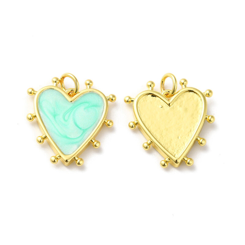 20Pcs Brass Enamel Heart Charm Pendants For Jewelry Making DIY Bracelet Necklace Earring Craft Decor Accessories 19x18x3mm