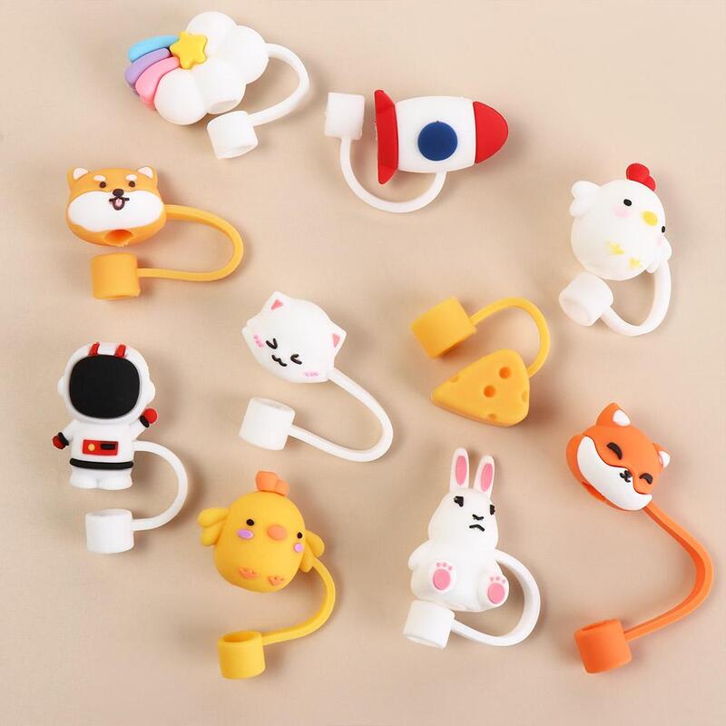 Reusable Cute Silicone Plugs Splash Proof Straw Decoration Cup Accessories Straw Topper Dust Cap Straw Cover