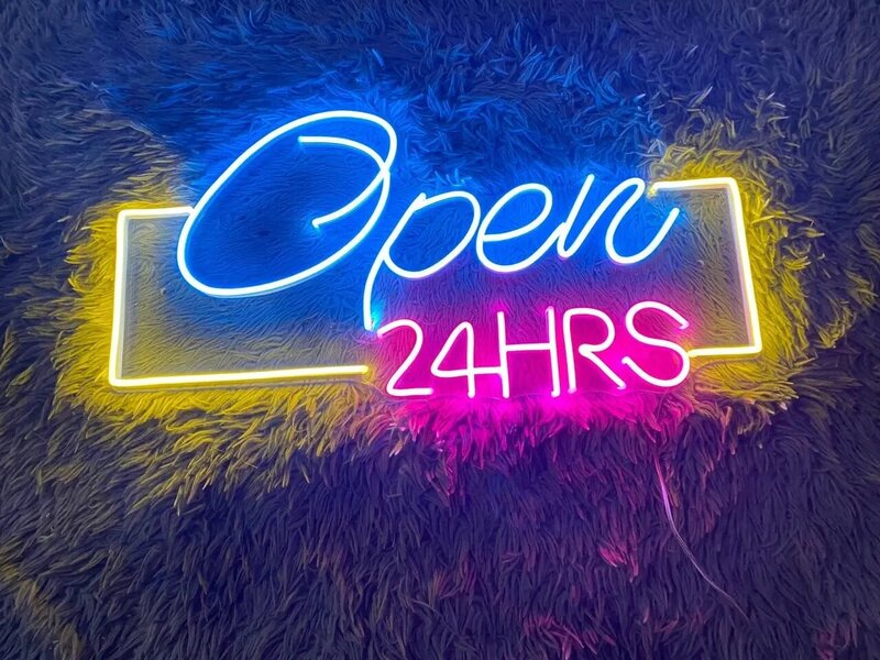 Letrero de neón abierto de 24 horas, señal de bienvenida para decoración de Pub, Bar de negocios, letrero Led personalizado, luces LED abiertas, letrero abierto moderno