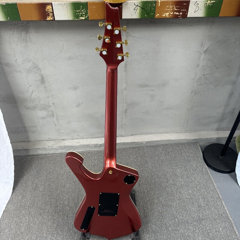 Vermelho Cinco Estrelas Guitarra Elétrica, captador HH, 6 Cordas Bloco Embutimento, hardware De Ouro, em estoque Fábrica