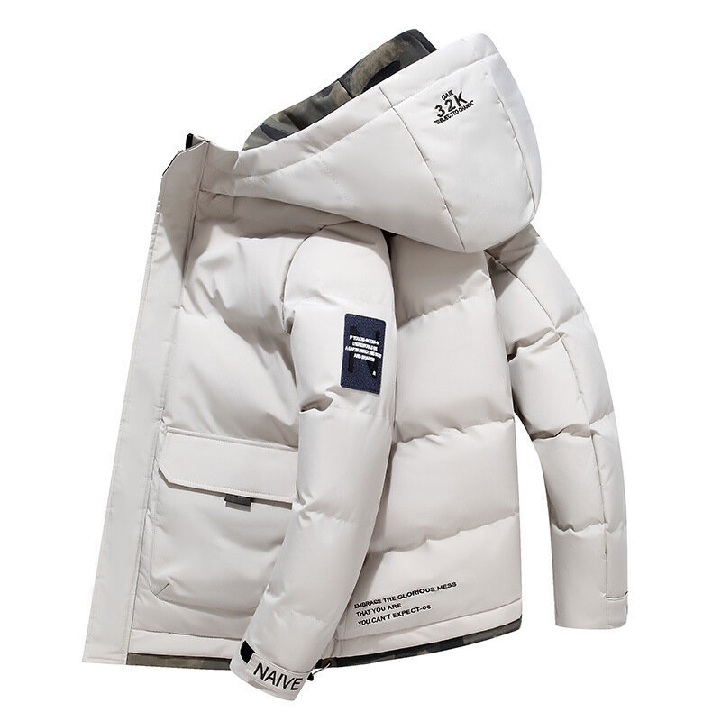 Мужская Утепленная куртка с капюшоном, повседневная утепленная куртка на молнии, с защитой от ветра, верхняя одежда в стиле Харадзюку, зима 2023