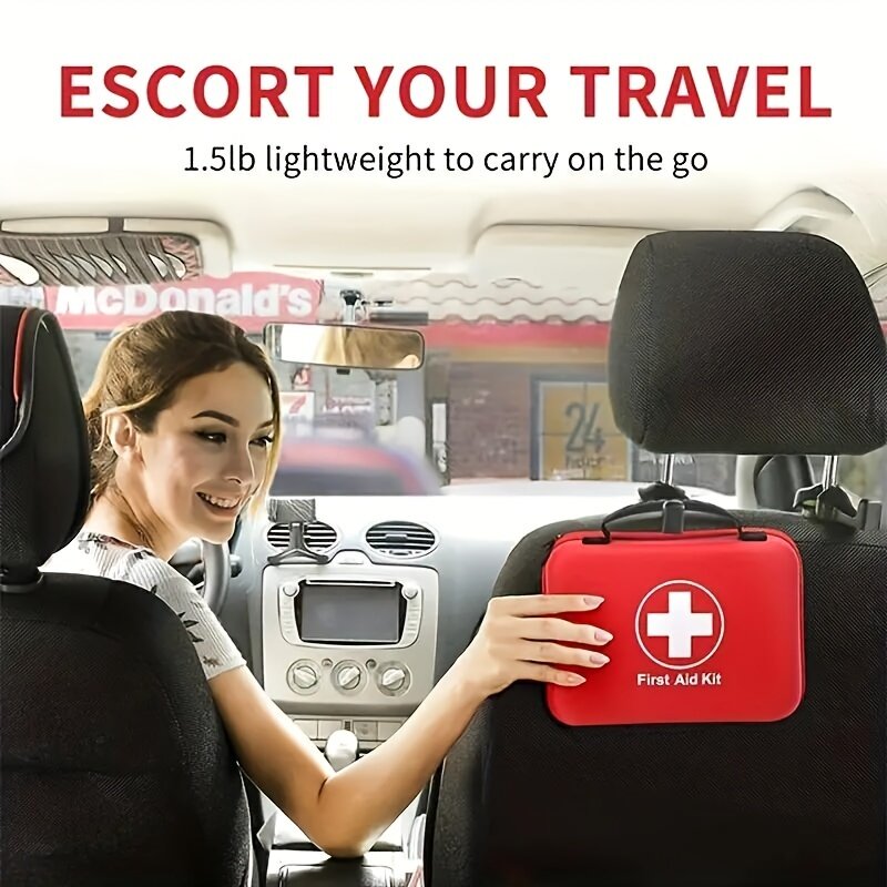 EVA 응급처치 키트 가정용 자동차 캠핑 하이킹 비상 소형 컴팩트 가방, 야외 여행용, 기본 필수 서바이벌 키트, 284 개