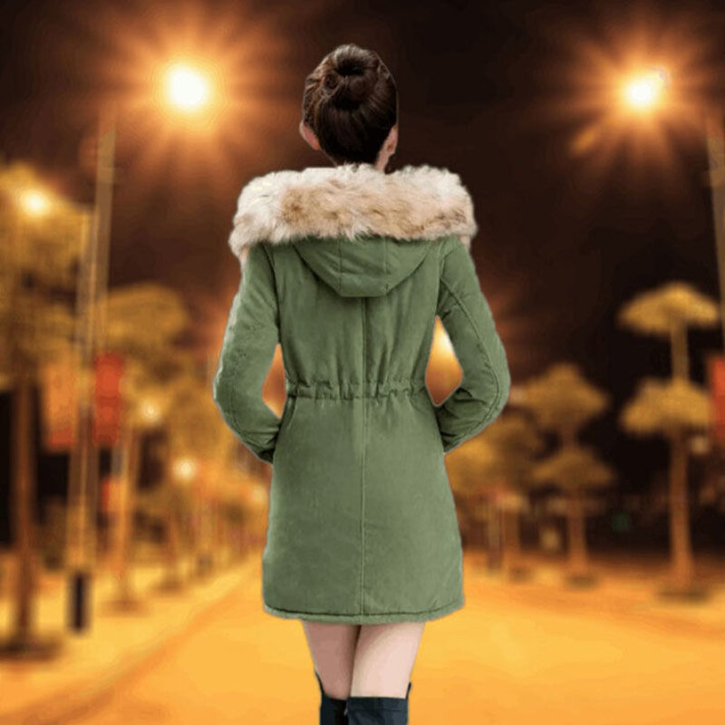 Chaqueta de plumón con capucha para mujer, Abrigo acolchado grueso de lana de cordero, de gran tamaño, estilo Vintage, de lujo, Color sólido, para invierno, 2023