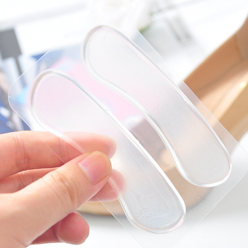Almohadilla de Gel de silicona suave transparente para mujer, Protector de talón, cuidado de los pies, almohadilla de inserción de zapatos, cojín de plantilla, 1 par