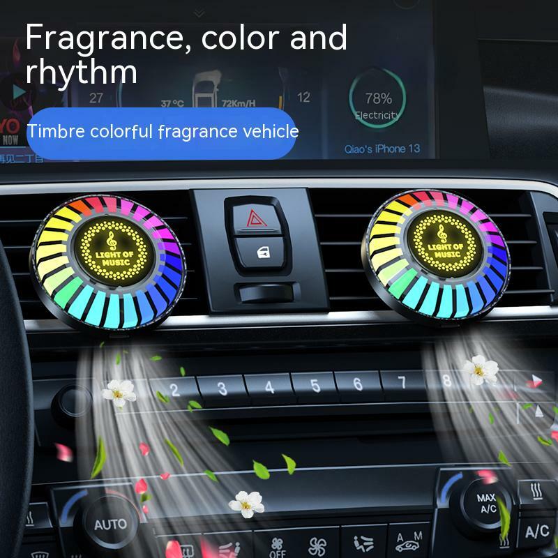 App Control Air Freshener Car Aroma Rhythm Lamp with Clip RGB LED Round Sound Car Sound Lamp Vehicle Fragrance Aromatherapy