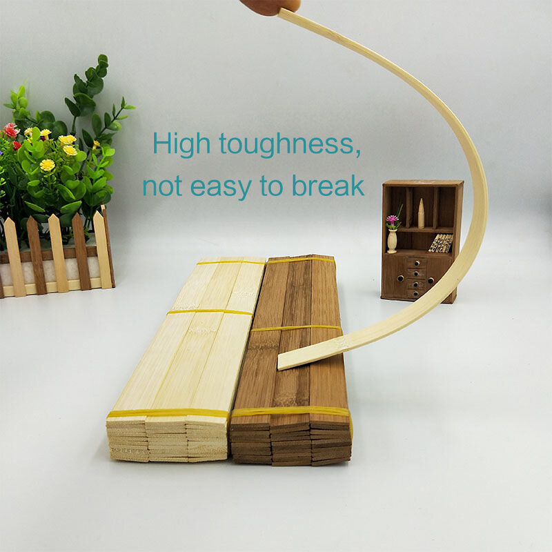50PC bastoncini di bambù piatti Multisize materiale artigianale in legno fai-da-te materiali artigianali materiali da costruzione fatti a mano materiali lunghi 30cm