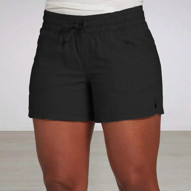 Pantaloncini da donna estivi con coulisse elasticizzati a vita alta Slim tinta unita tasca Slim Fit pantaloni sportivi Activewear