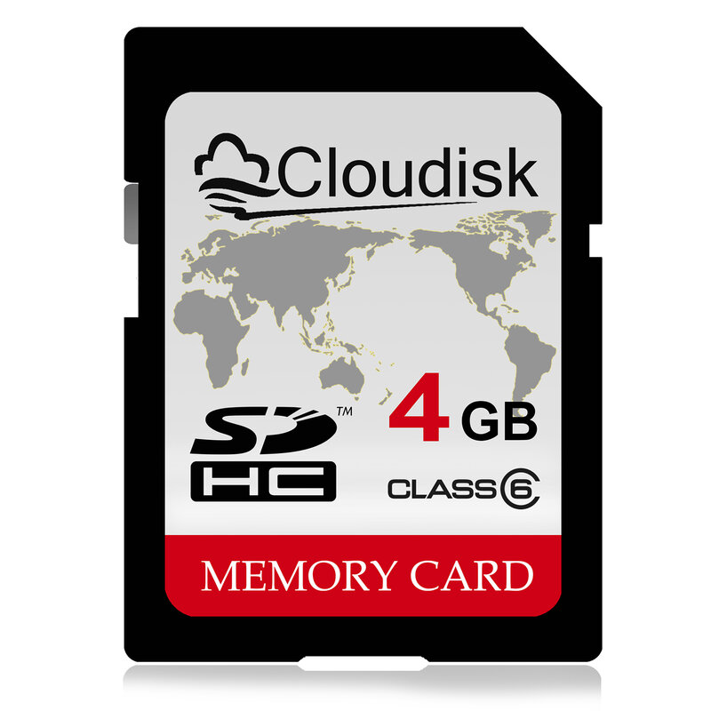 Cartão de memória Cloudisk para câmera, cartão SD, mapa do mundo, classe 6, 4GB, 2GB, 1GB, 128MB