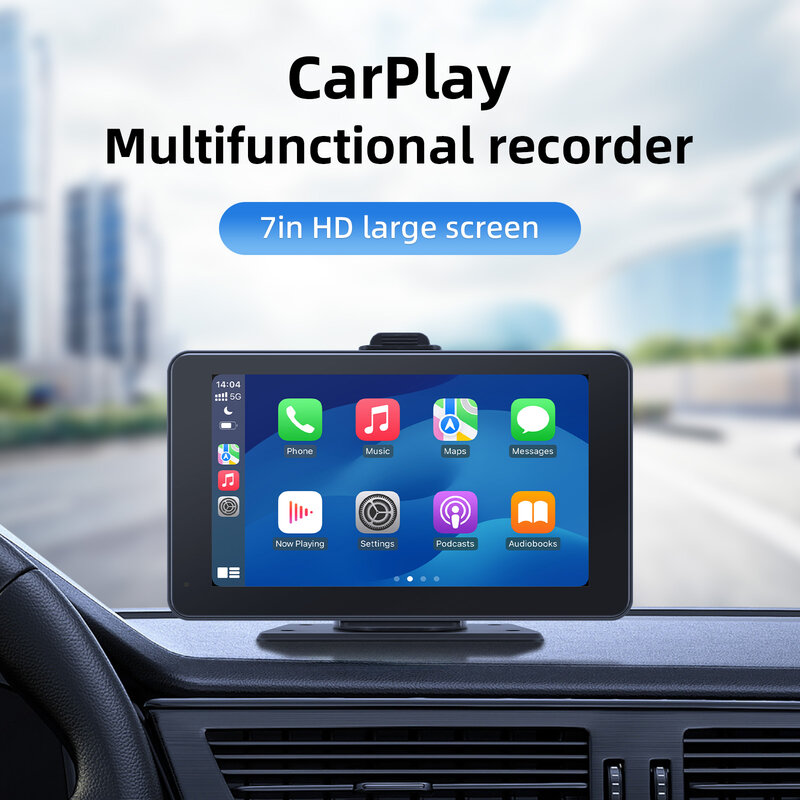 จอ CarPlay 7นิ้วสำหรับรถยนต์ระบบแอนดรอยด์ติดรถยนต์ DVR WiFi GPS AirPlay การเชื่อมต่อแบบไร้สายอุปกรณ์ตกแต่งรถยนต์กล้องวิดีโอหลัง