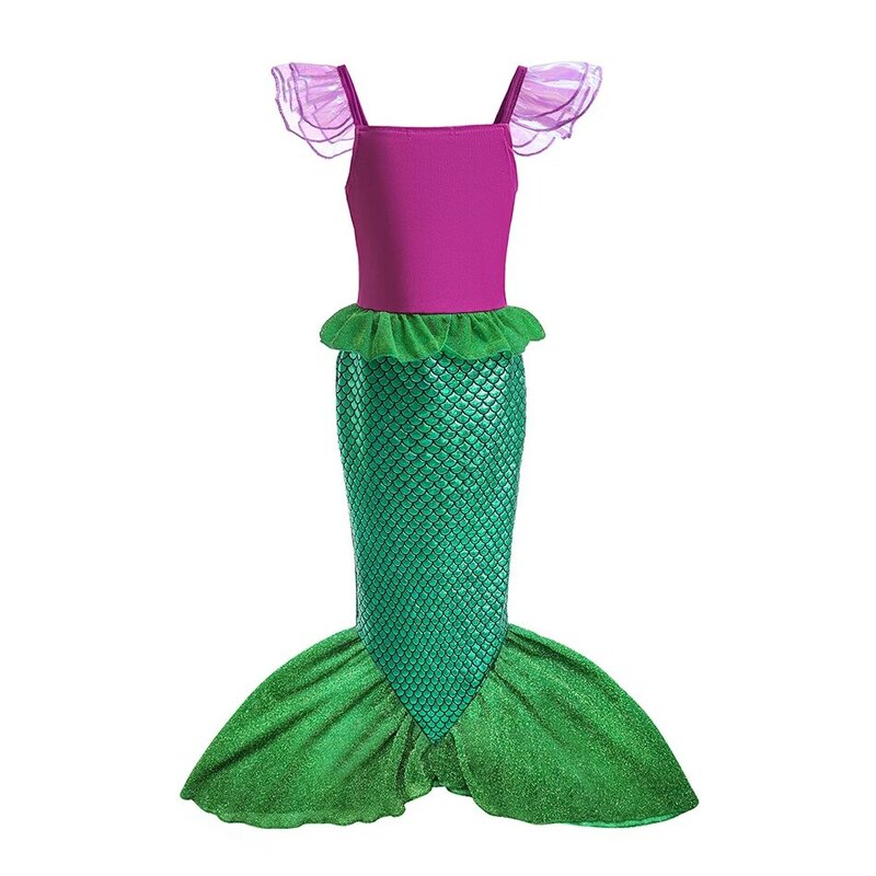 Disney-Robe de princesse Ariel pour filles, petite sirène, vêtements de fête éducatifs, costume de cosplay d'Halloween pour enfants, 2024