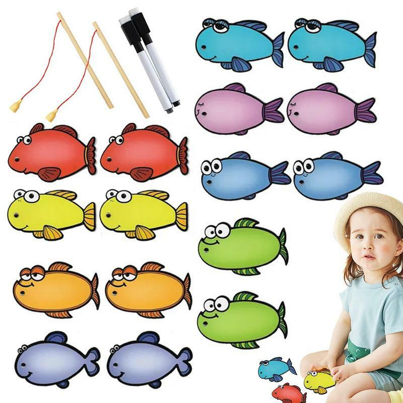 Blank Cards For Kids Family Games Magnetic Fishing Rod Toys Writable And Erasable Teaching Aids Fishing Cards Group Activity Toy