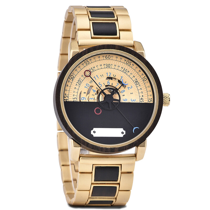 Men's Wooden Mechanical Watch, Skeleton Pointer Multifunction Chronograph Watch, Best Gift for Valentine's Day/Anniversary