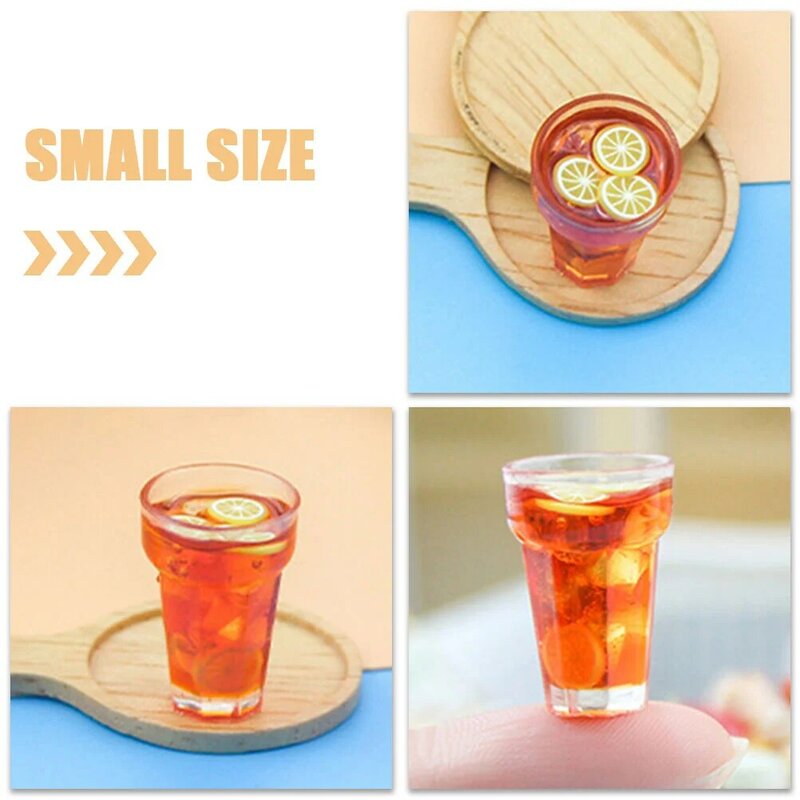3 stücke Miniatur Zitronensaft Modell 1/12 Getränke modell Mini Zitrone Tee Tasse Getränke Ornament