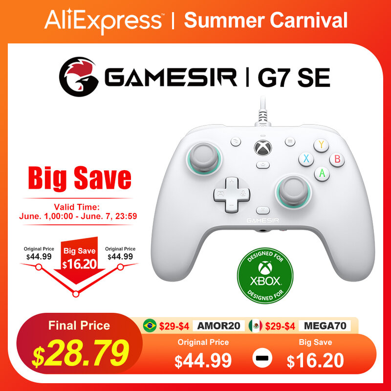 GameSir G7 SE Gaming controle xbox one Xbox Serie x One Controlador Gamepad game console com fio para Xbox Series X, Xbox Series S, Xbox One 100% Original e Novo g7se