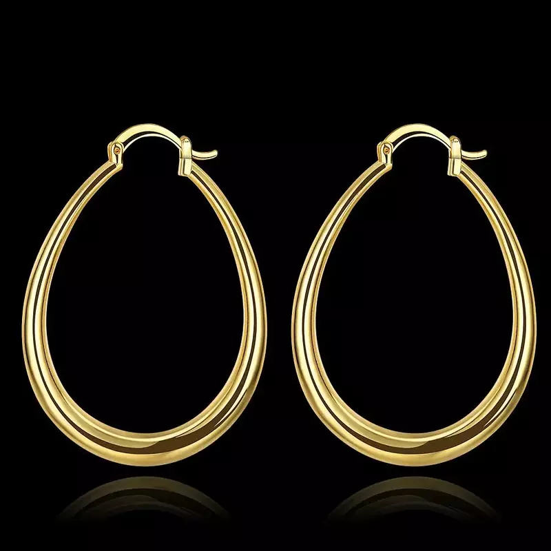 925 Sterling Silver Hoop Earrings para mulheres, banhado a ouro 18k, Hot Fine Jewelry, presentes de Natal, alta qualidade, Fashion Party, 44mm
