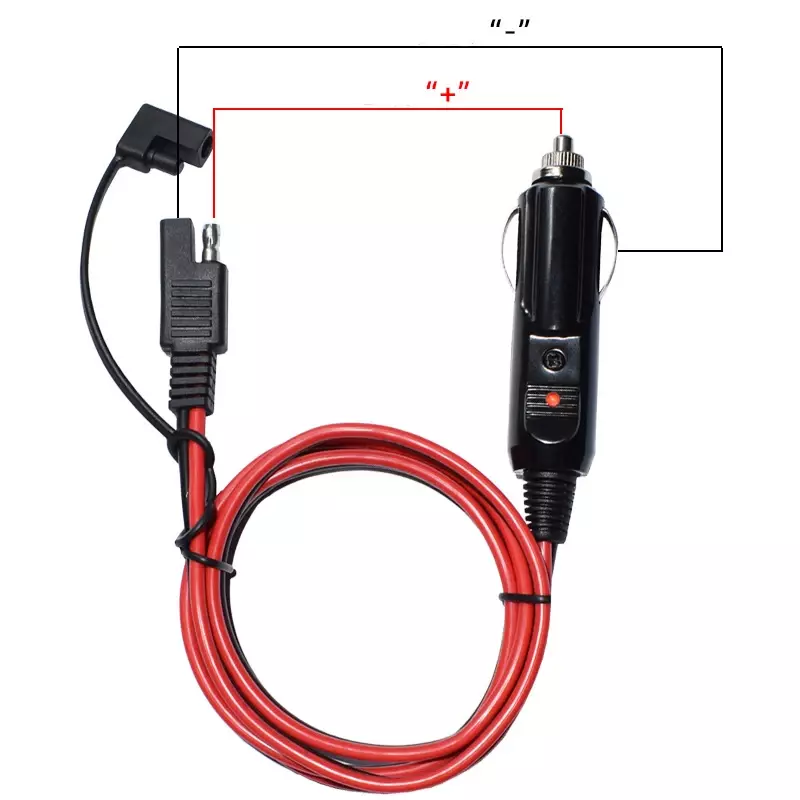 Sae Naar Sigarettenaansteker Plug Kabel 14AWG 100Cm Sae Plug Adapter Verlengkabel Met Sae Polariteit Reverse Adapter 15A zekering